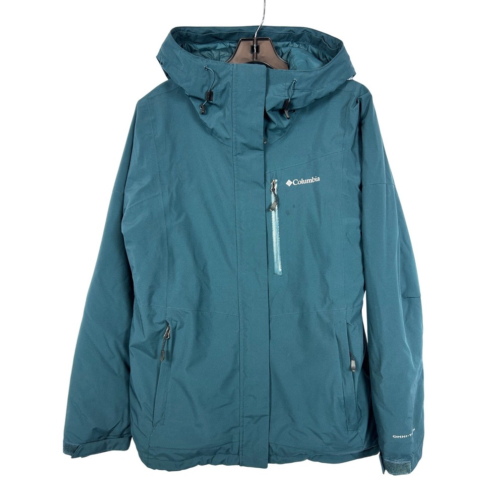 Columbia Omni-Heat Teal Blue Hooded Winter Jacket Gorpcore Large
